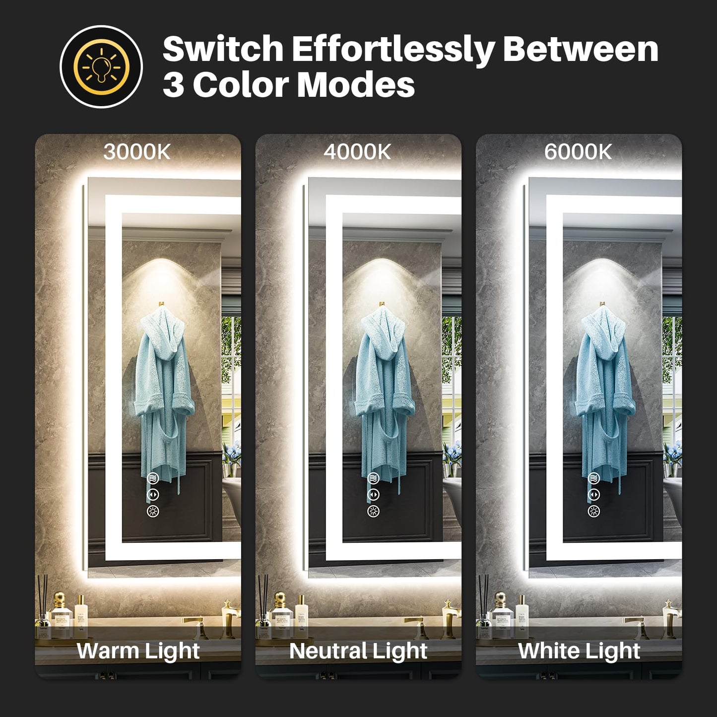 Briivue 20x28 Inch LED Bathroom Mirror with Lights, Backlit & Front Lit, Anti-Fog Lighted Bathroom Vanity Mirror for Wall, Memory Function, Dimmable, HD Tempered Glass, Shatter-Proof