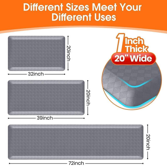 StepRite 1” Thick Kitchen Mats for Floor, Anti Fatigue Kitchen Rugs, Non-Slip,Heavy Duty Water Resistant Kitchen Rug, Standing Desk Mat for Friends, Family, Home, Kitchen, Office (39" x 20", Grey)
