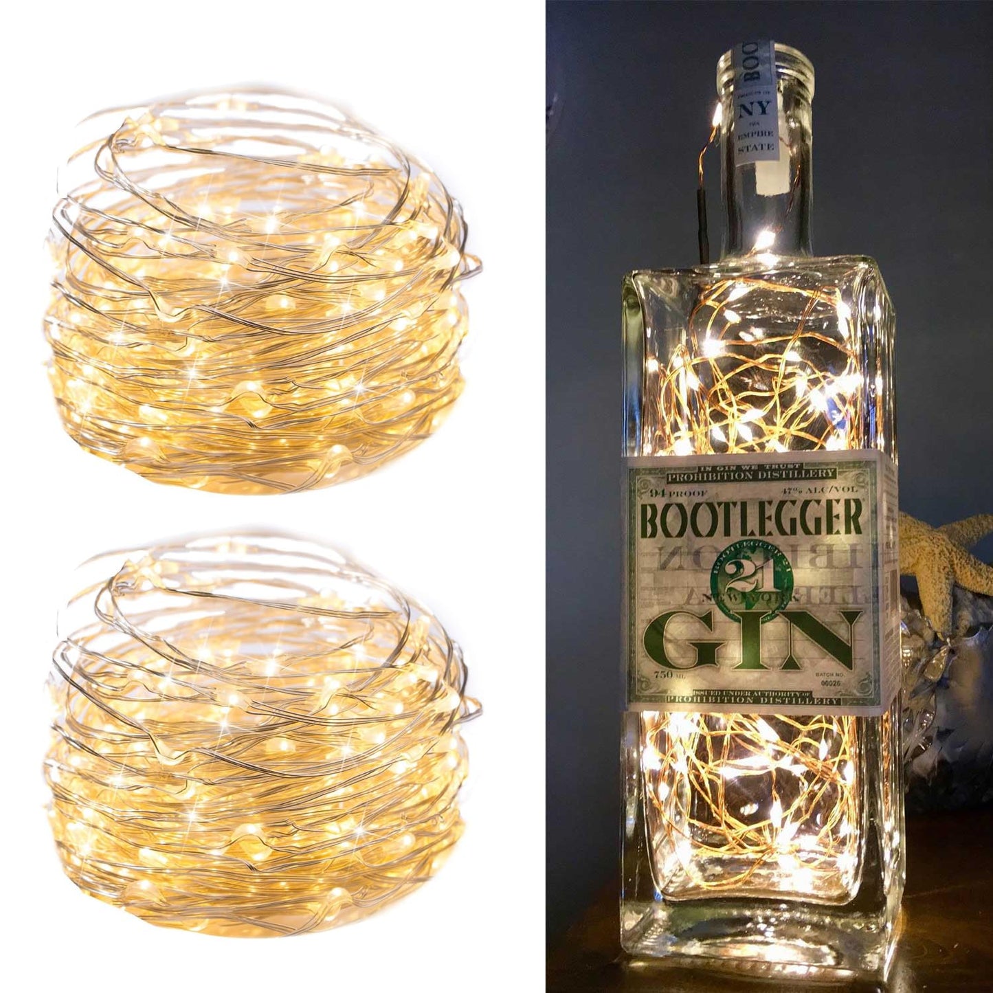 2Pack Fairy Lights Plug in, 33Ft 100 LEDs Waterproof Silver Wire Firefly Lights, Adaptor Included, Starry String Lights for Wedding Indoor Outdoor Christmas Patio Garden Decoration, Warm White