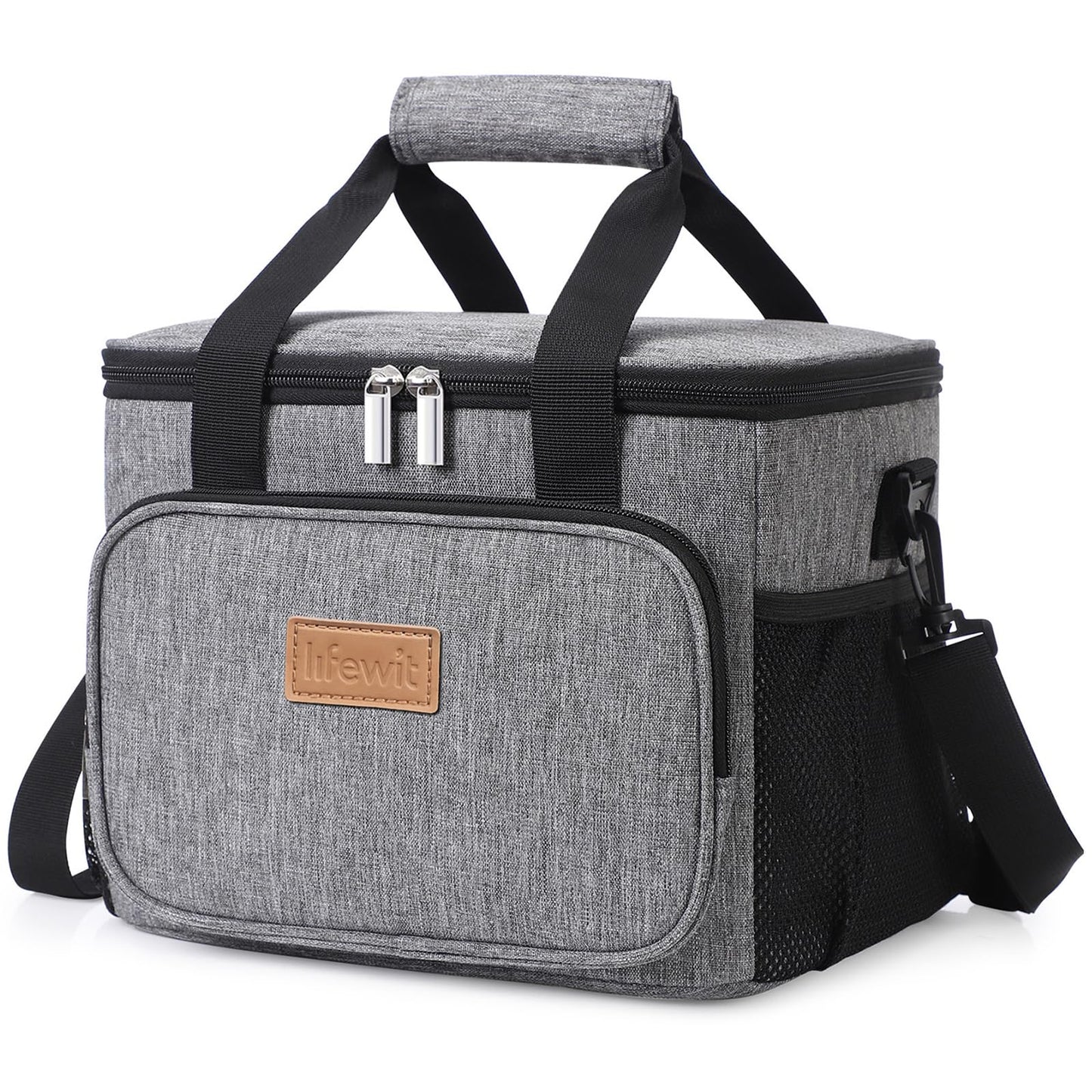 Lifewit Medium Lunch Bag, Insulated Lunch Box, Soft Cooler Cooling Tote for Adult Men Women, Gray 12-Can (9L)