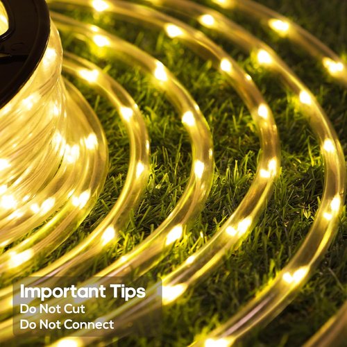 720 LED Rope Lights by 100FT - Waterproof Outdoor Lighting with Remote, 8 Modes & 4 Brightness Levels | Warm White for Garden & Patio Decor
