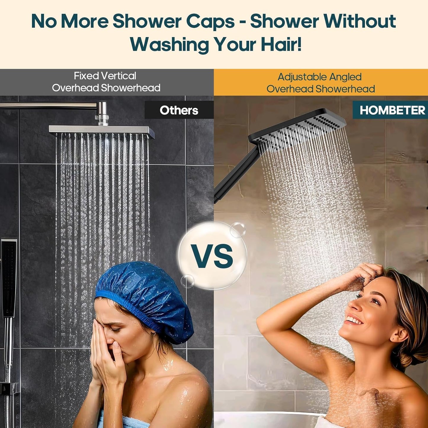 Skiennix High Pressure Rain Shower Head - 10 Inch Square Rainfall Combo with Handheld, 3 Spray Modes, Matte Black