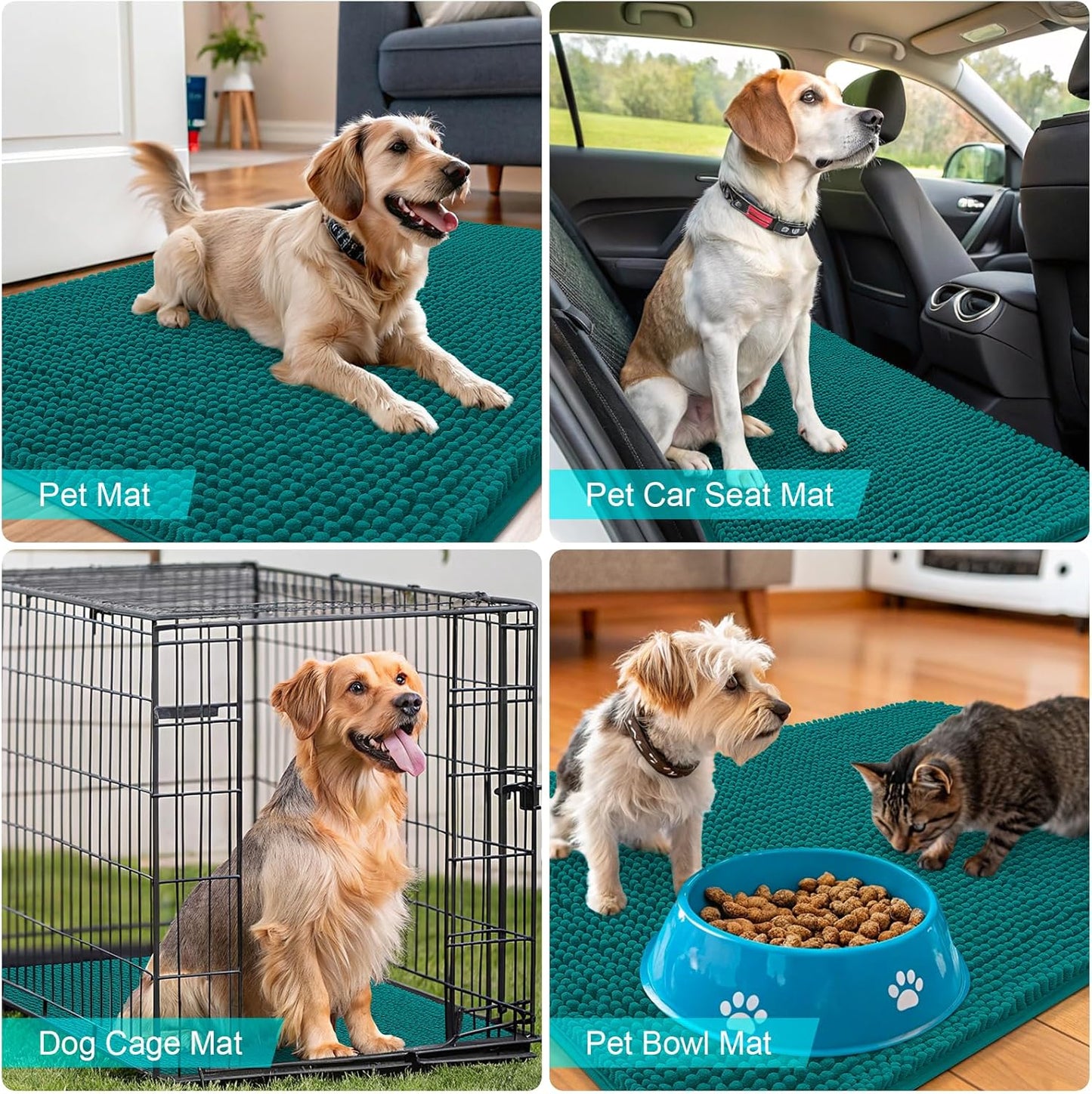 OLANLY Dog Door Mat - Absorbent Non-Slip Washable Doormat for Muddy Paws | 47x32, Lake Blue
