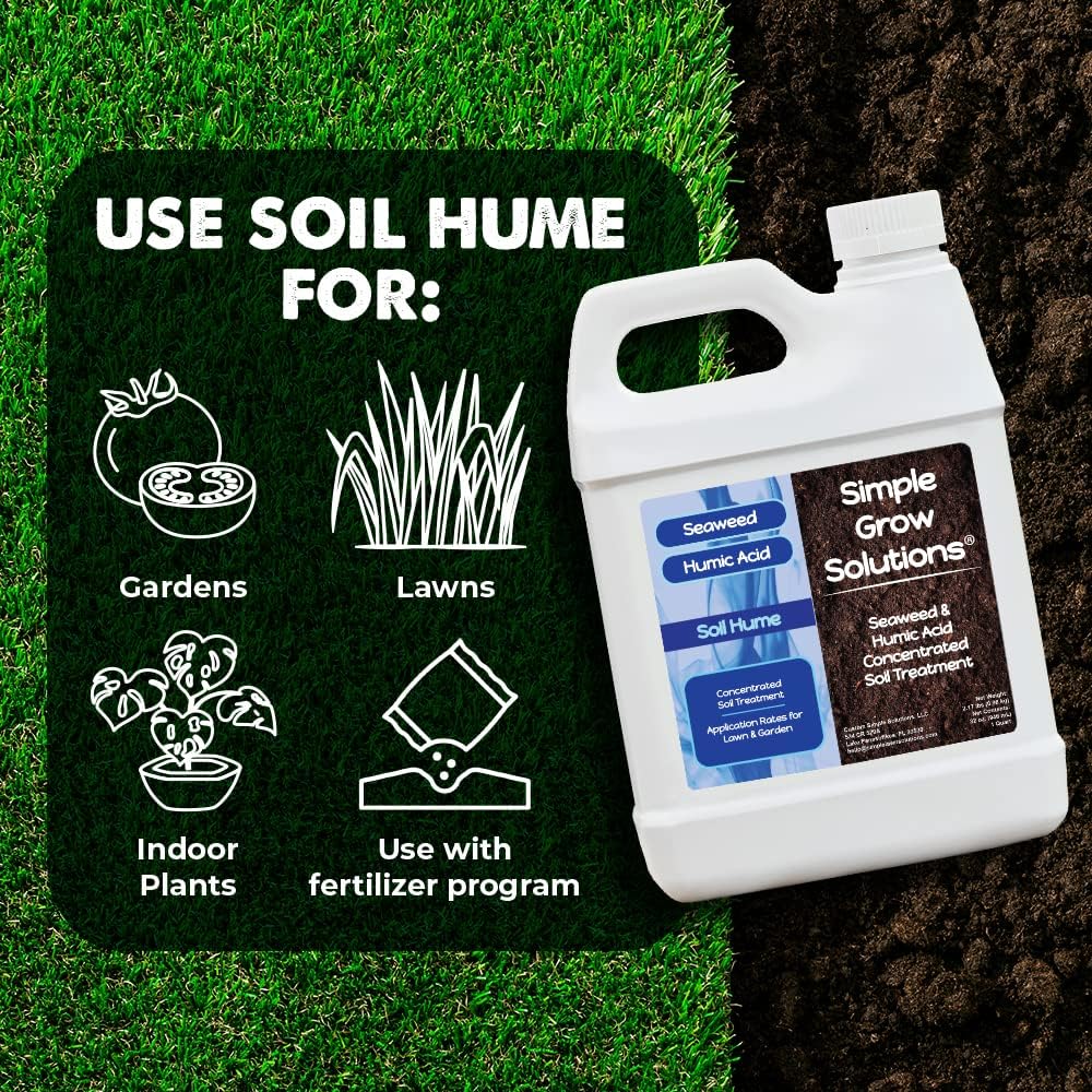Simple Grow Solutions Organic Super Seaweed Humic Acid Blend - Liquid Sea Kelp for Healthy Grass & Plants - 32 Ounce