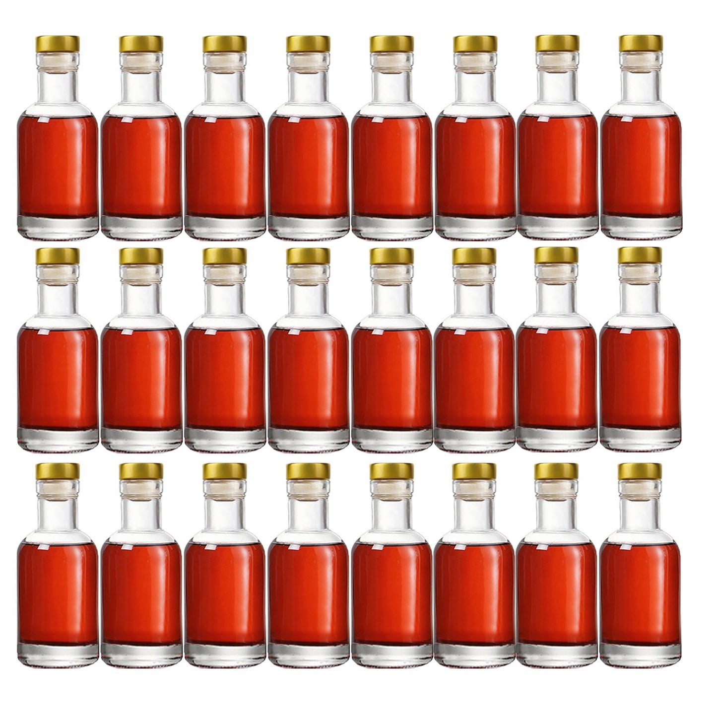 Kaachli Clear Glass Bottles 3 oz - 100ml [Pack of 24] for Wine Beverages Drinks Oil Vinegar Kombucha Beer Water Soda with Cork Stopper Airtight Lid