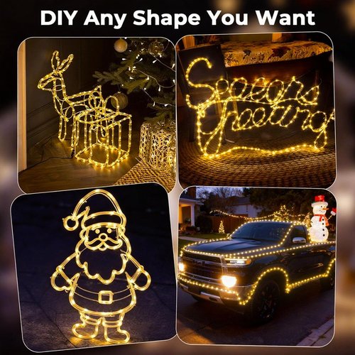 720 LED Rope Lights by 100FT - Waterproof Outdoor Lighting with Remote, 8 Modes & 4 Brightness Levels | Warm White for Garden & Patio Decor