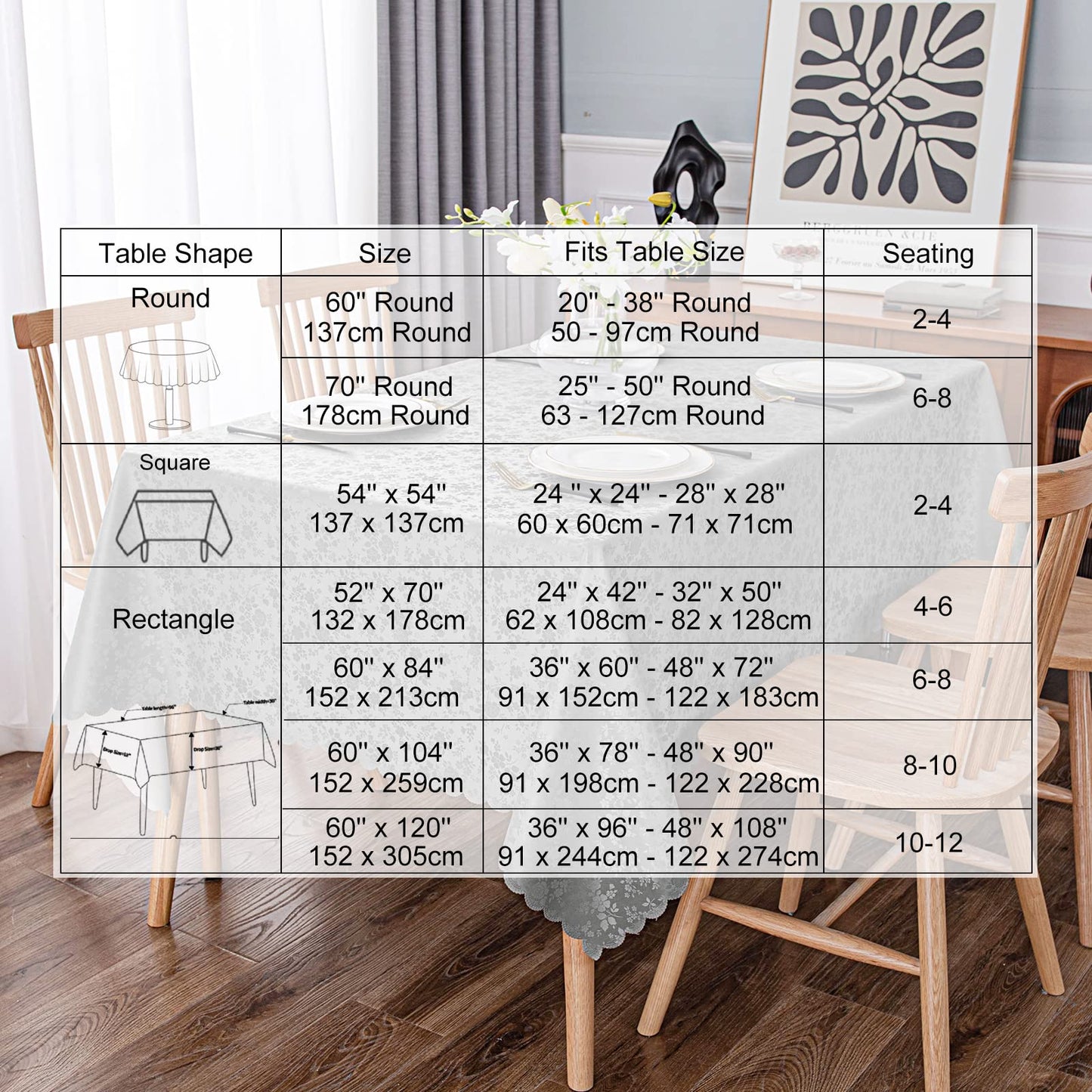 Smiry Rectangle Table Cloth, Waterproof Heavy Duty Vinyl Tablecloths, Wipeable Washable Table Cover for Kitchen and Dining Room (Grey, 54" X 108")