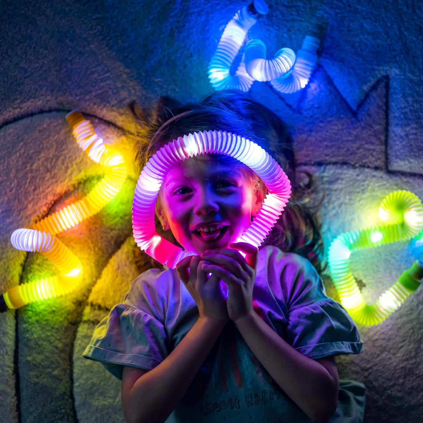 nutty toys Light Up Pop Tubes - Sensory Toys - Glow Sticks for Kids, Fine Motor Skills Toddler Fidget, Top ADHD & Autism Essentials 2026, Unique Gifts Idea, Best Boy & Girl Easter Basket Stuffers