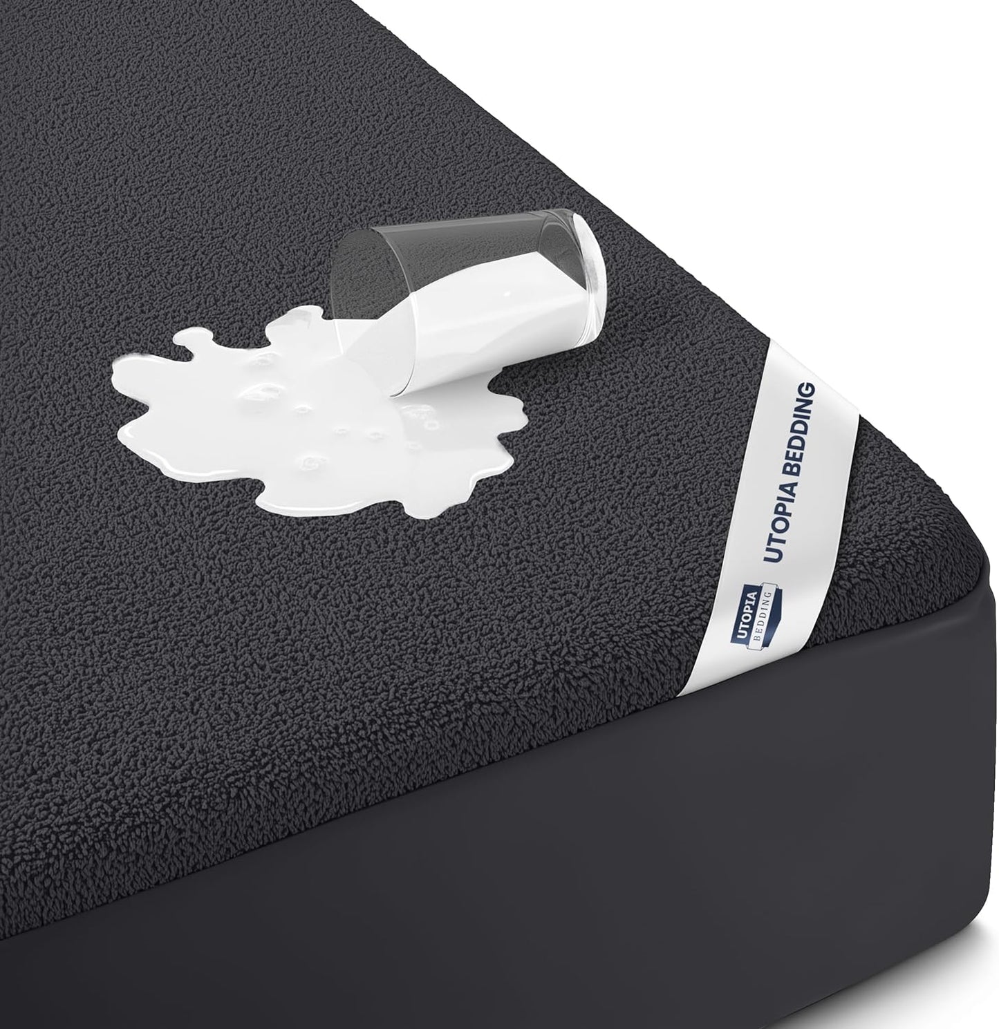 Utopia Bedding Waterproof Mattress Protector - Premium Terry Cover, Twin XL, Breathable & Fitted (Black)