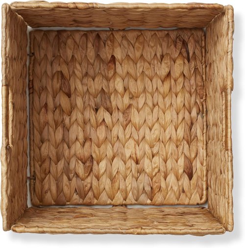 Casafield Storage Baskets - 12" x 12" Natural Water Hyacinth Organizers | Set of 4 Collapsible Bins for Home