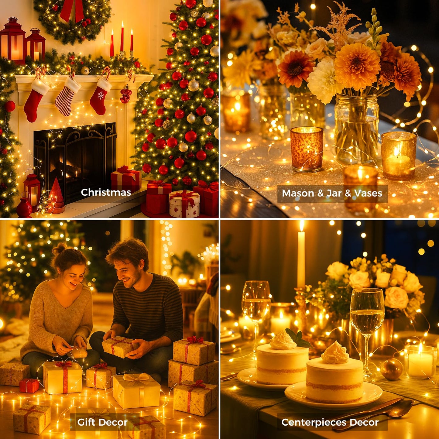 litogo 12 Pack Yellow Fairy Lights Battery Operated with Timer, 20 LED 3 Modes Twinkle Light, 7ft Waterproof Silver Wire Mini Small Bulk Mason Jar String Light, Decor for Wedding Party Christmas