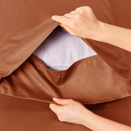 Bedsure Cooling Sheets - Twin XL Bamboo Rayon | Breathable & Soft Deep Pocket Bedding in Burnt Orange