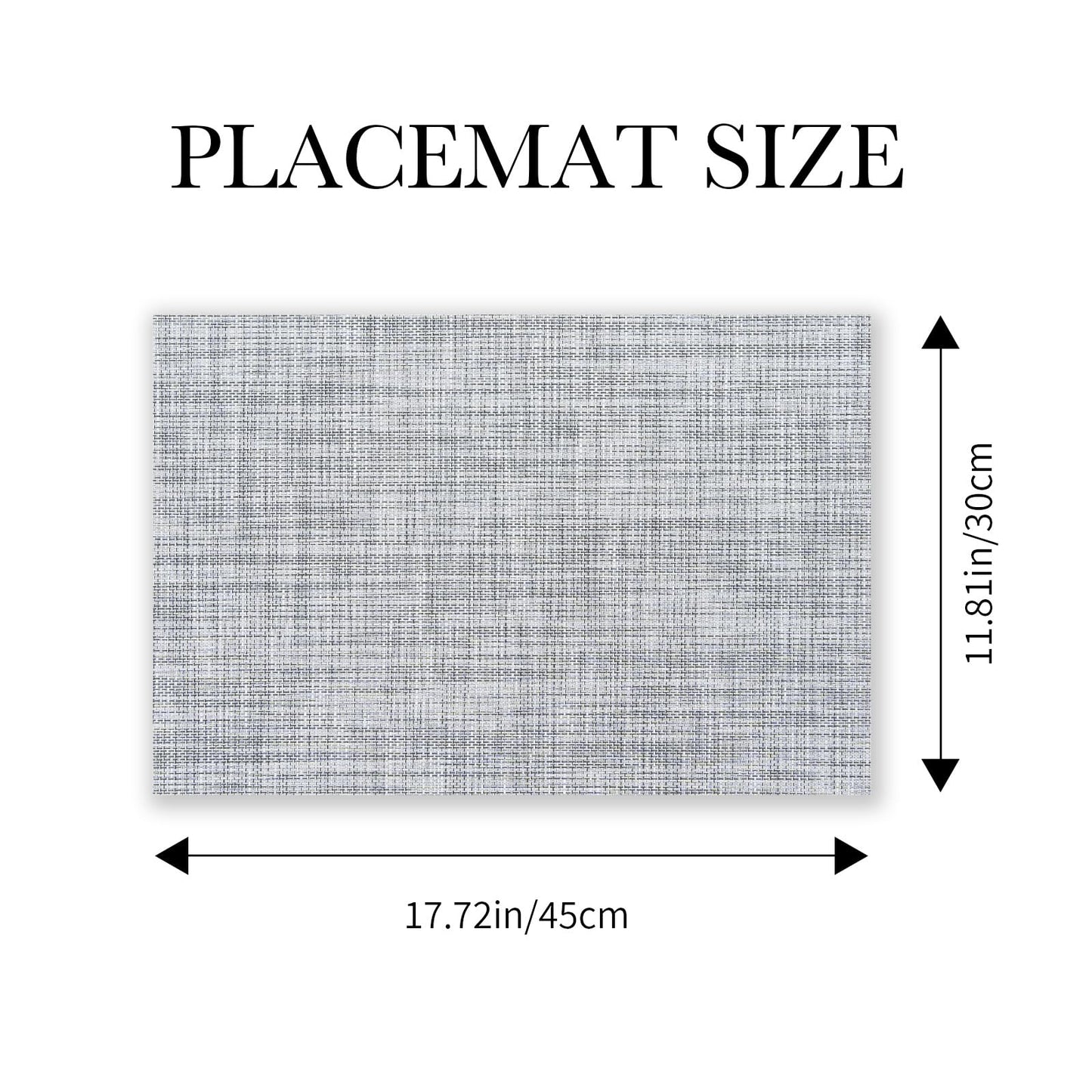 BACKTOEDEN Placemats Set of 6 Heat Resistant Washable Wipeable Placemat Woven Non-Slip Foldable Vinyl/Plastic Place Mats Indoor/Outdoor Mat Kitchen Dining Table Pad, Gray