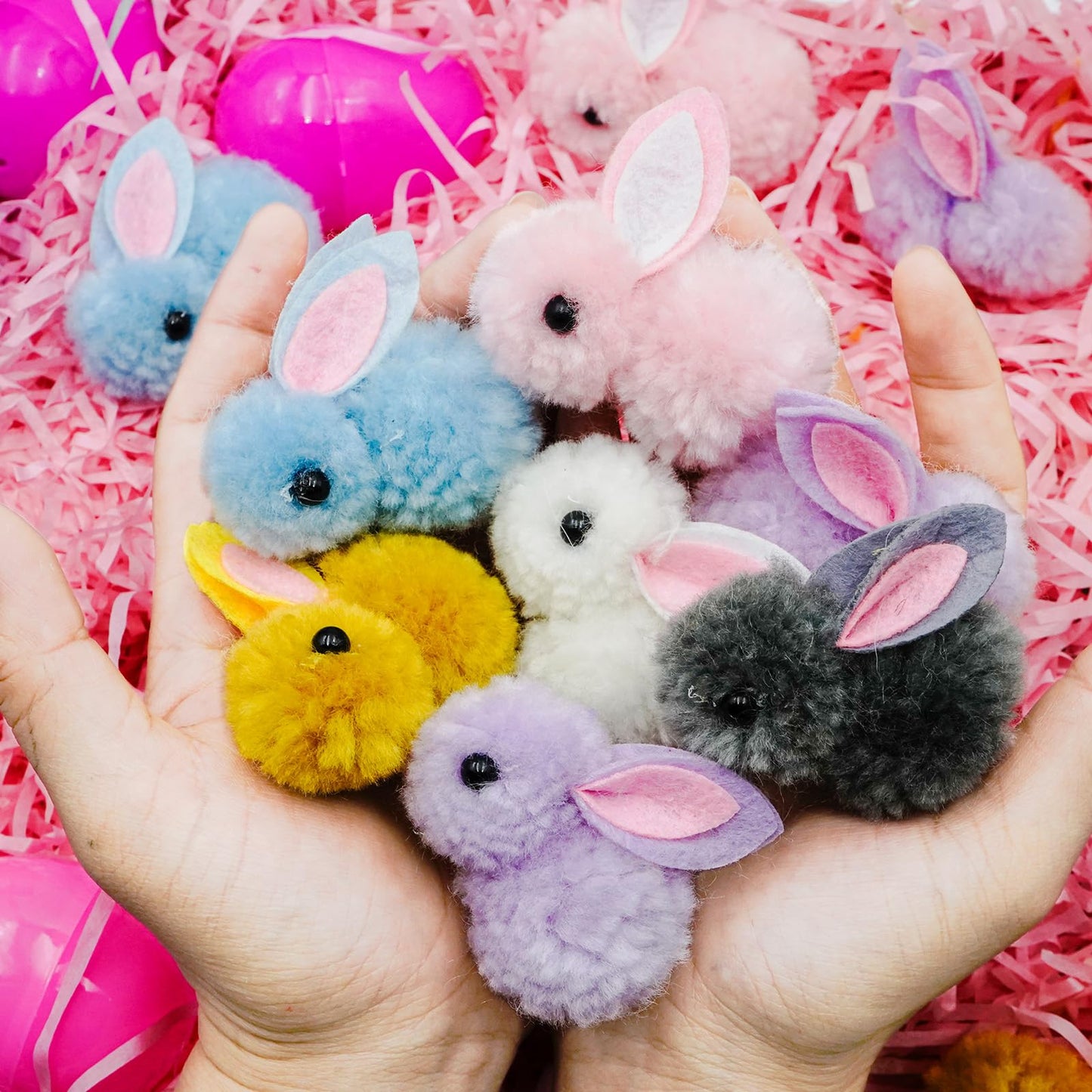 Olixmlya 24 Pack Easter Egg Fillers Plush Bunny Toys, Easter Eggs Filled Mini Colorful Bunny Filled for Kids Toddler Teens Boys Girls Easter Basket Stuffers Easter Party Favors
