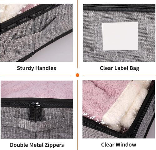 Fixwal Under Bed Storage Containers - 4 Pack Low Profile Organizer for Clothes | Sturdy Reinforced Design, 4.5 Inches High
