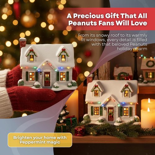 Department 56 Peanuts Christmas Village Peppermint Patty House - Lighted Ceramic Holiday Display, 7.05”