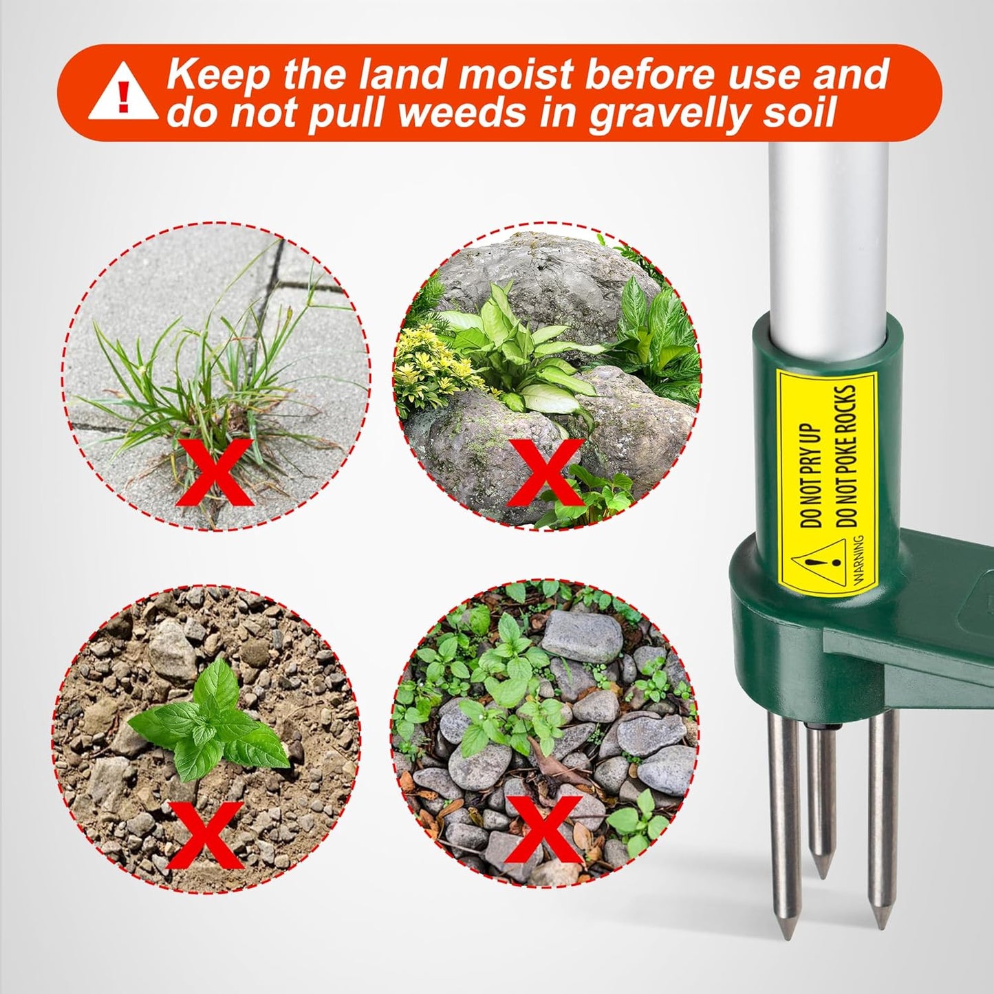 Walensee Stand Up Weeder - Long Handle Weed Puller with 3 Claws for Easy Dandelion Removal | 1 Pack