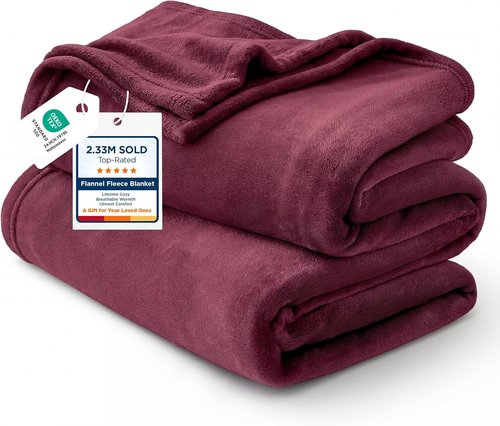 Bedsure GentleSoft Fleece Throw Blanket - Cozy Burgundy Red 300GSM Plush Blanket for Couch & Bed, 50x60 Inches