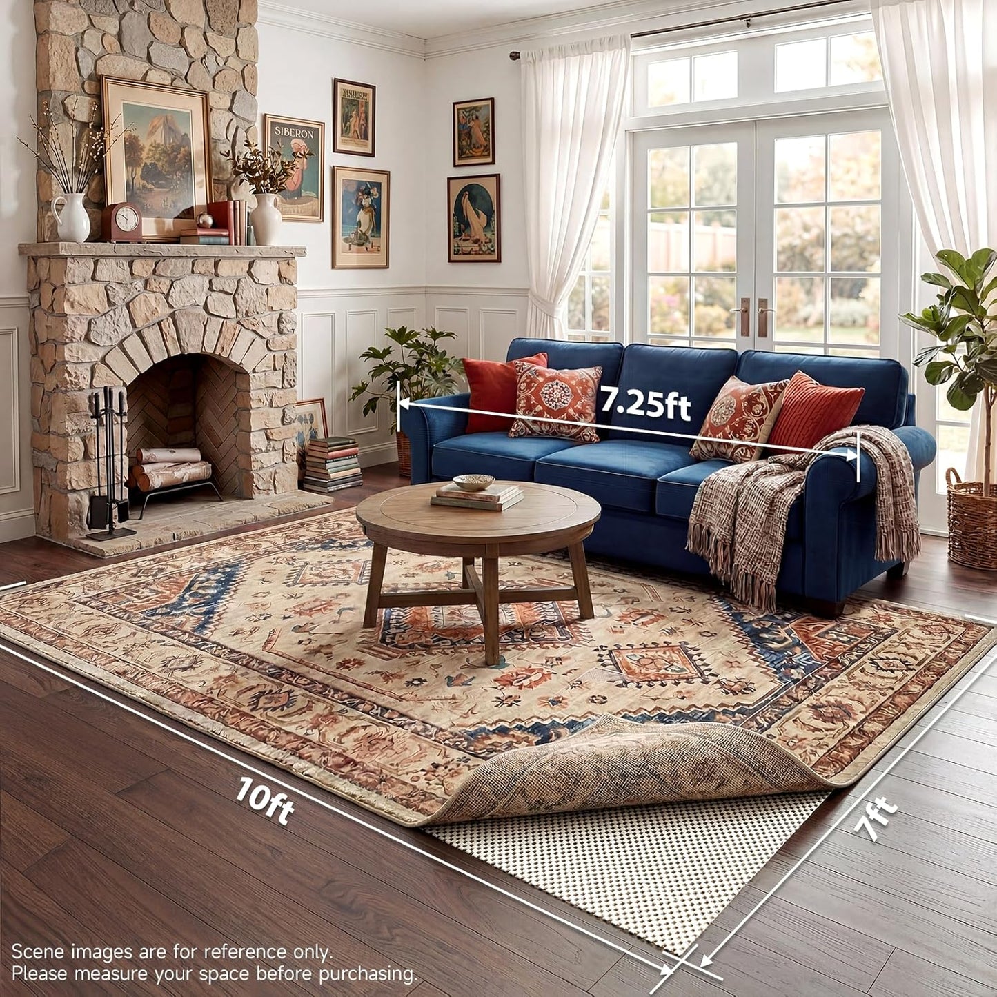 Veken Rug Pad Gripper - Non-Slip 7x10 Ft Mat for Hardwood & Tile Floors | Keeps Rugs Secure