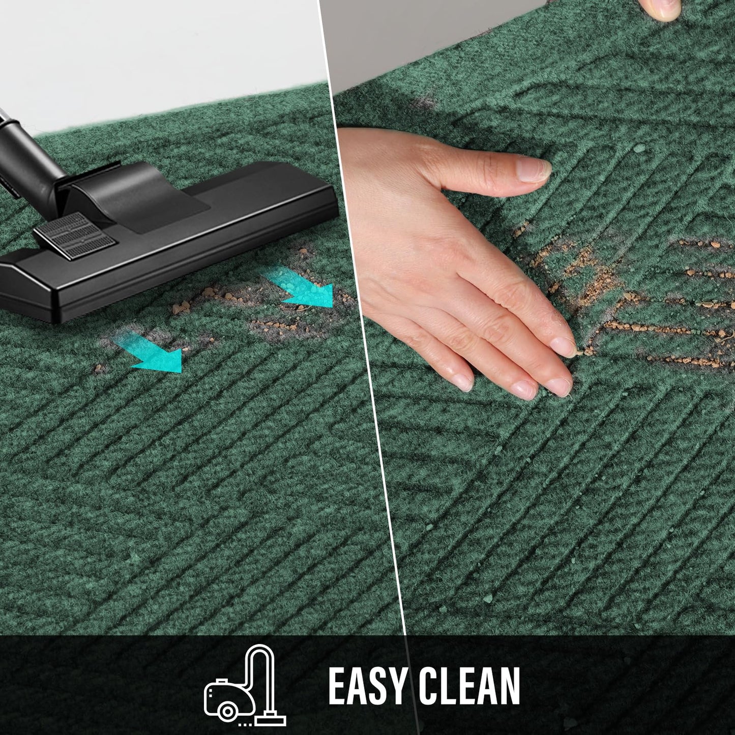 HIYARD Sturdy Front Door Mat, Absorbent Muddy Dirt Resist Welcome Door Mats Outdoor Indoor, Stain and Fade Resistant, Non-Slip Rubber Backing Low Profile Doormat for Entryway, 47×32, Green