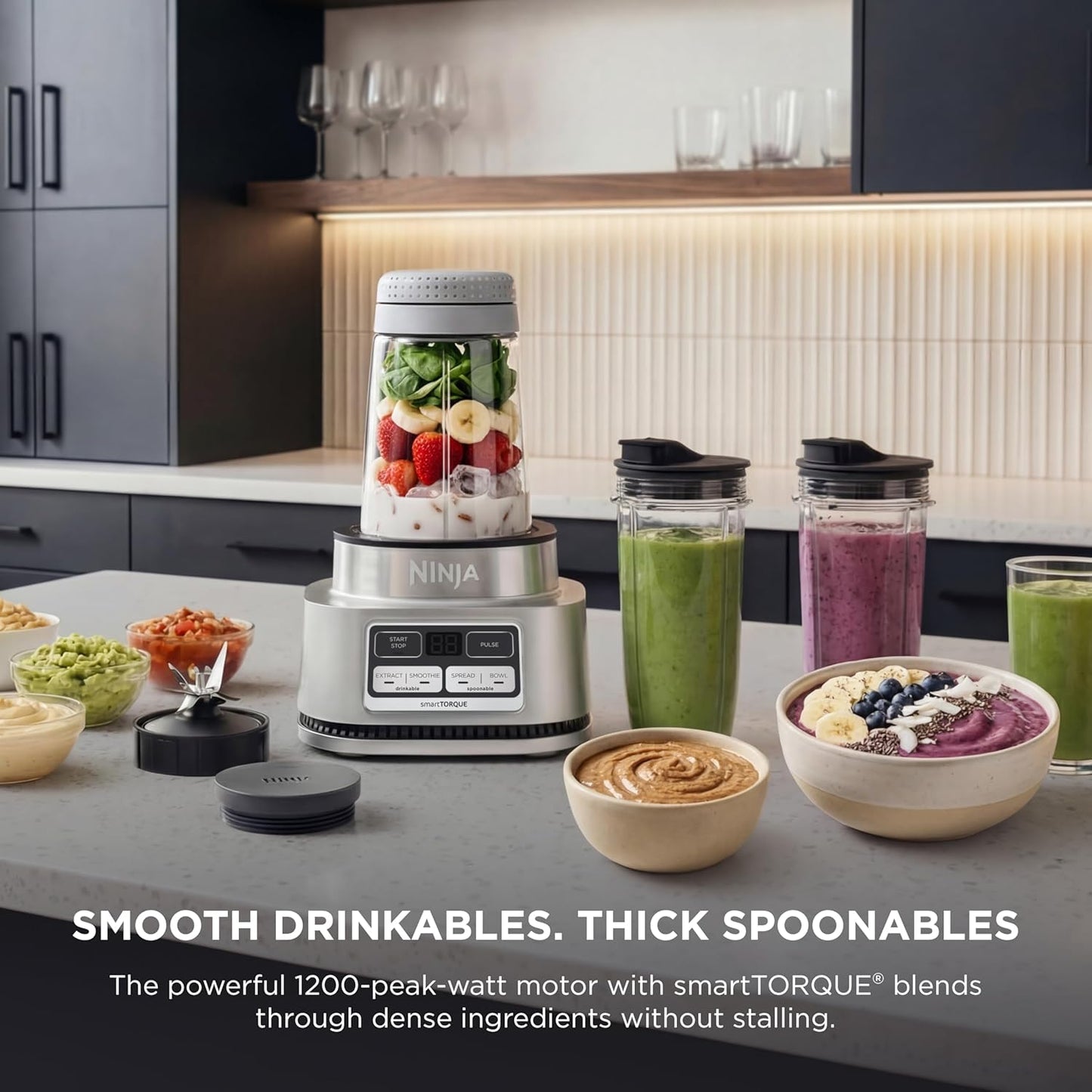 Ninja Foodi Blender - Personal Smoothie Maker with Hybrid Blades & To-Go Cups | Silver | 1200 Peak Watts
