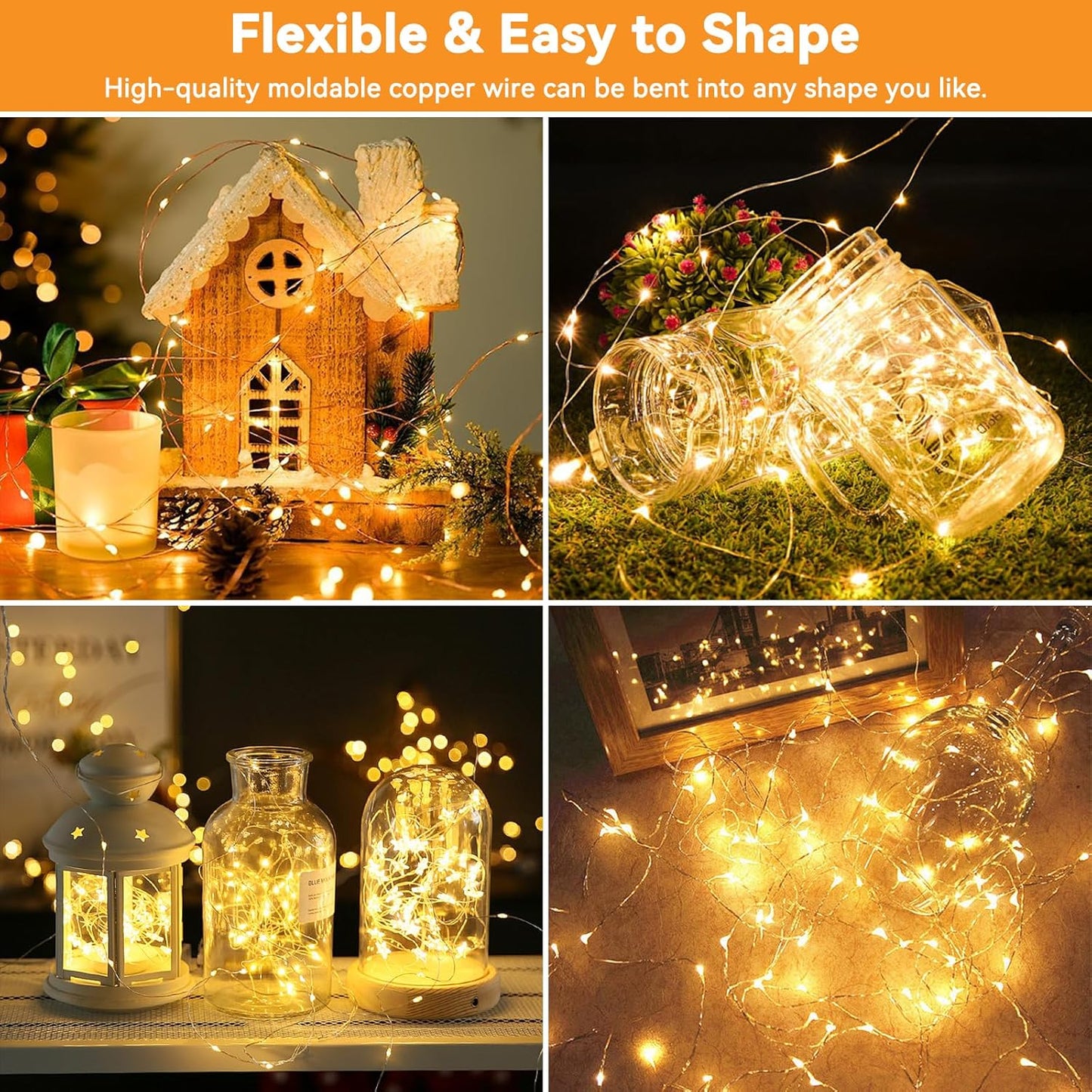 Twinkle Fairy Lights - 33ft 100 LED Waterproof String Lights with Remote & Timer | Warm White for Bedroom, Party & Christmas Decor
