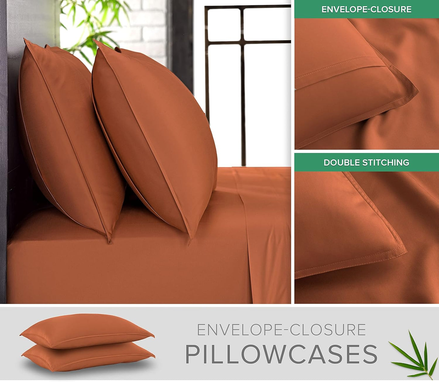 Pure Bamboo Queen Sheets - Luxuriously Soft & Cooling 100% Organic Viscose Bed Set | Terracotta Color