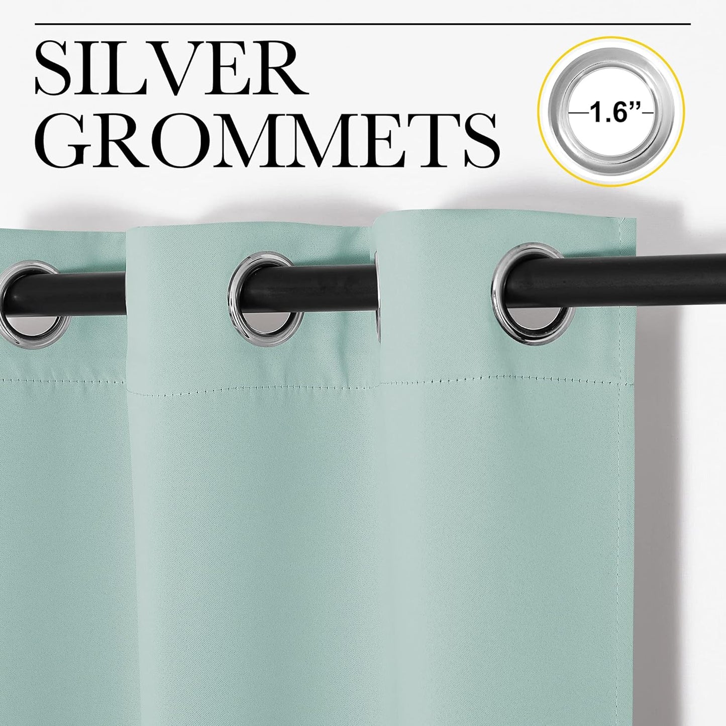 NICETOWN Aqua Blue Room Darkening Curtains - Thermal Insulated Grommet Drapes (Set of 2, 42" x 50")