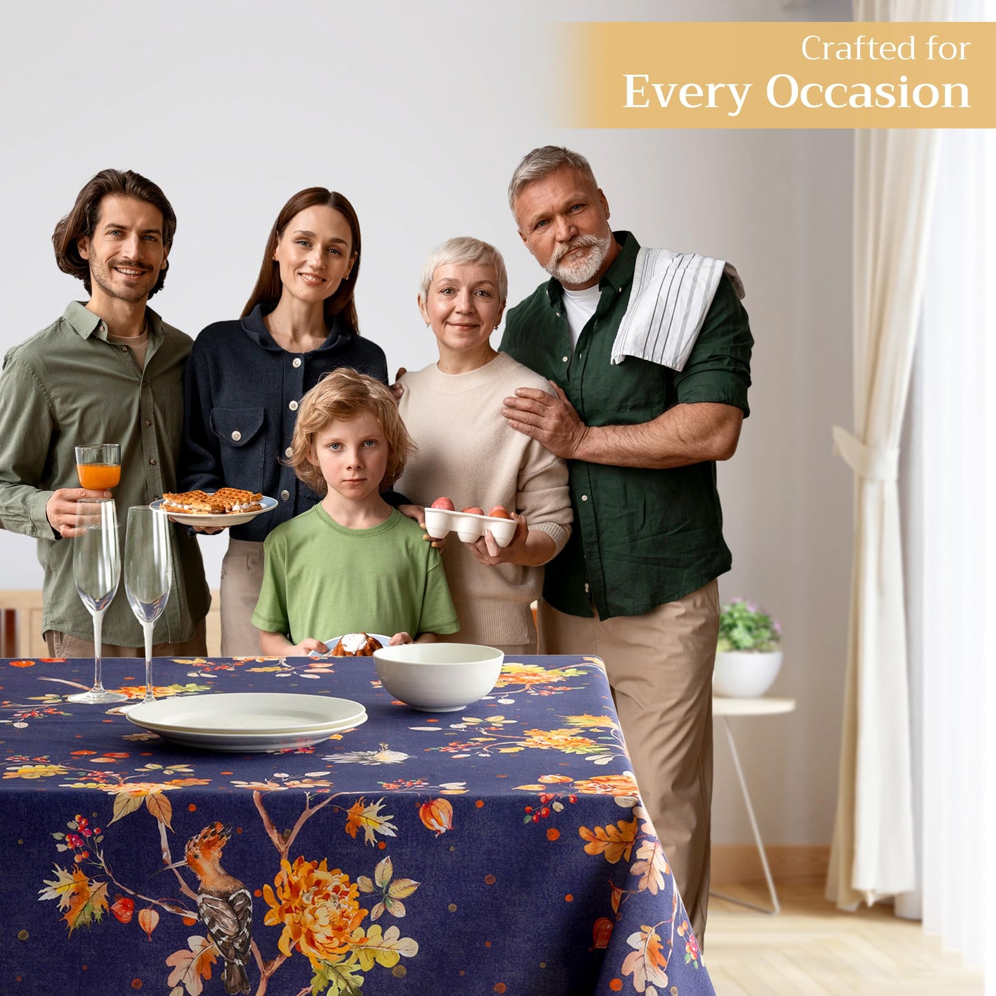 Maison d' Hermine Table Cloth Rectangle Table 100% Cotton 60 x 120 Inches Fall Tablecloth Reusable Everyday Use for Thanksgiving Christmas Decorations Dining Farmhouse Party (Kelim - Infinity)