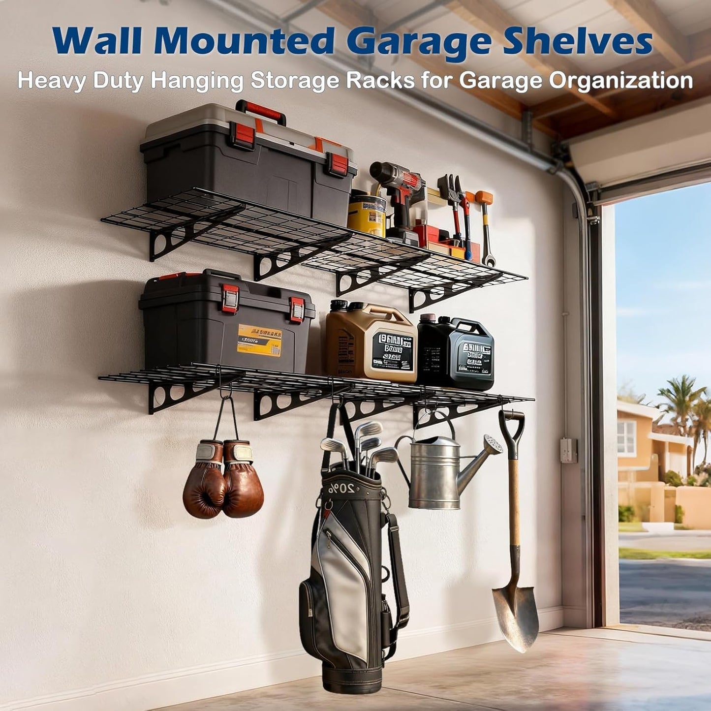 Skiennix Garage Wall Shelving - Durable 3x2 Storage Solution | 4 Pack for Organized Spaces