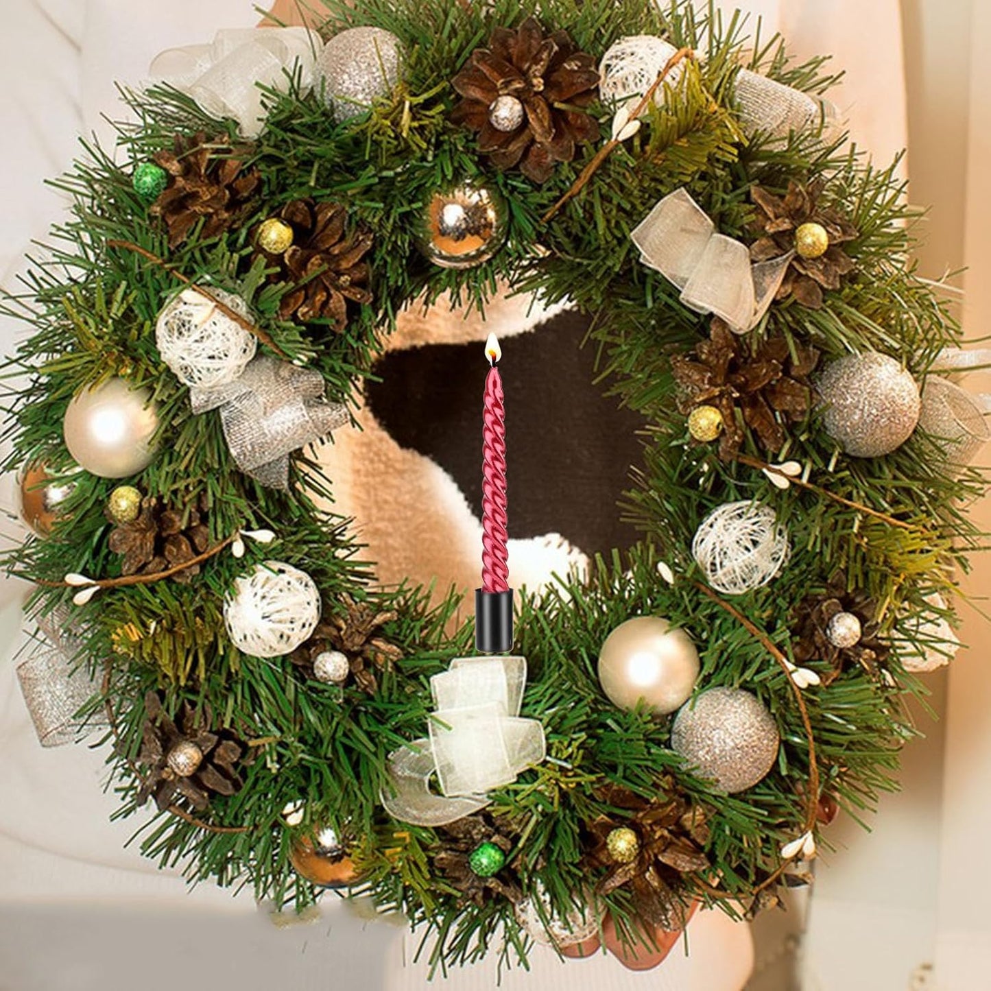 Skiennix Christmas Candle Holder Set - 4 Black Candlestick Holders for Weddings & Parties | Elegant Decor