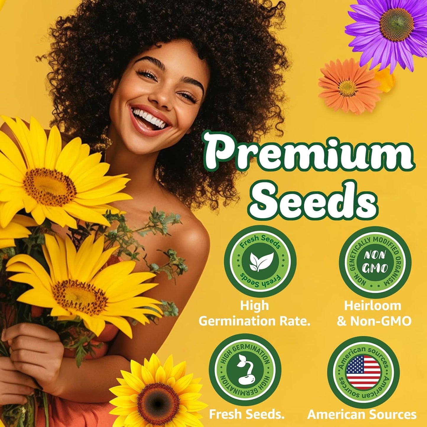 Skiennix 5000+ Sunflower Seeds - 15+ Heirloom Varieties, 4 Oz Garden Mix, High Germination, Attracts Pollinators