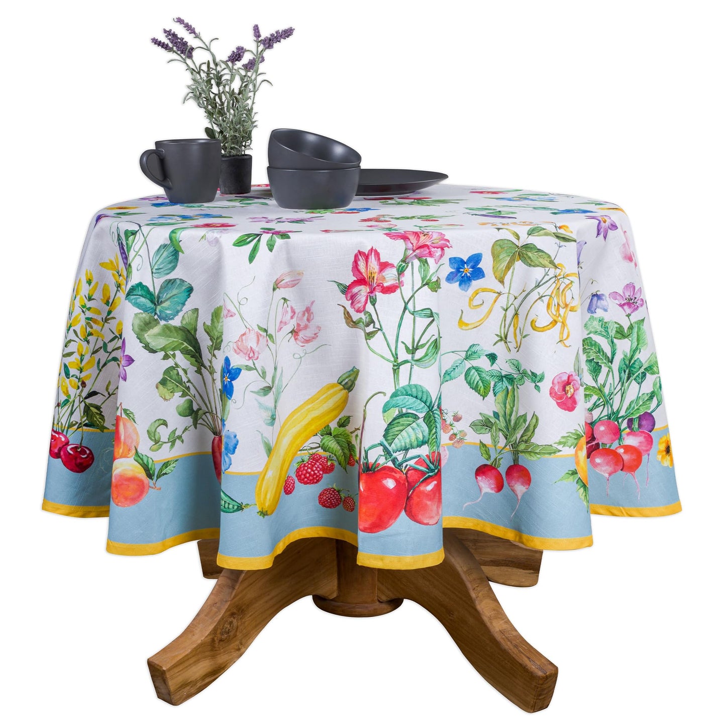 Maison d' Hermine Table Cloth Round Table 100% Cotton 69 Round Inches Tablecloth Reusable Decorative for Dining Kitchen Room Farmhouse Home Gifts for Mothers Day Spring Summer - Giverny