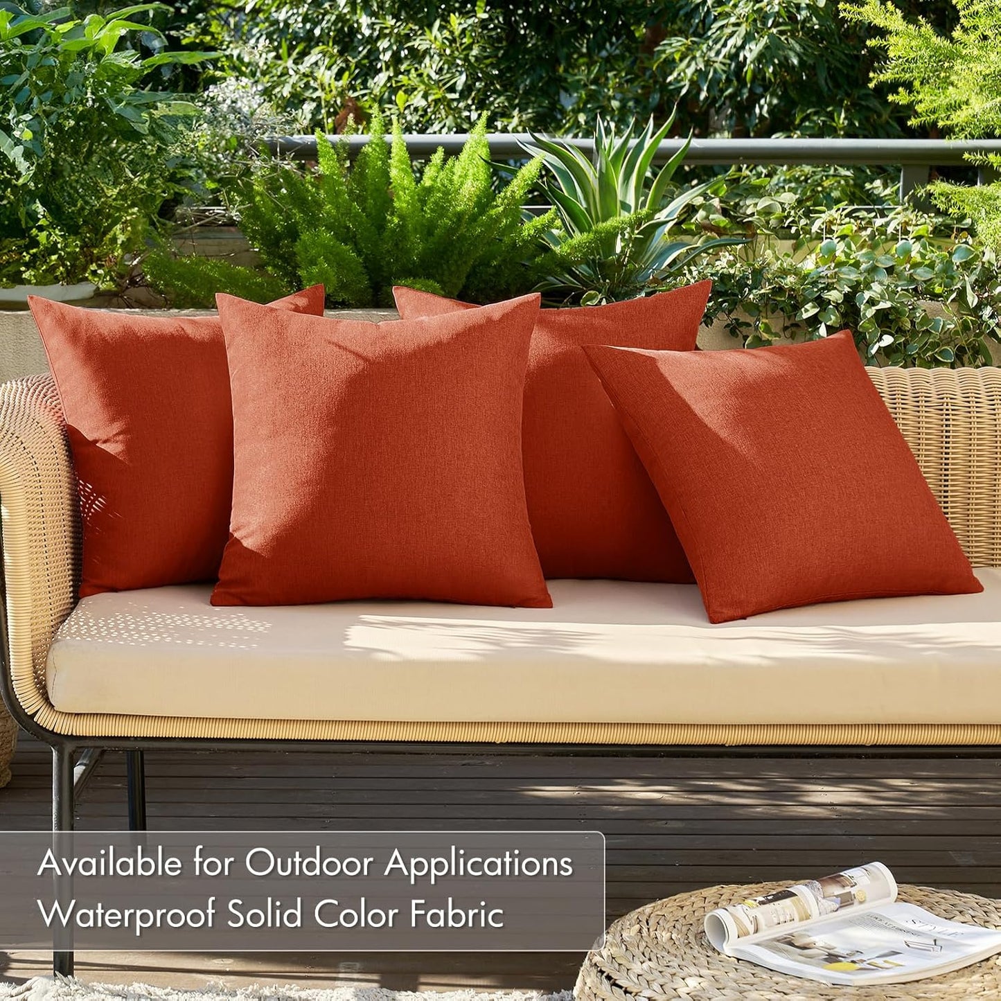 MIULEE Decorative Burnt Orange Throw Pillow Covers - Waterproof Linen Cushion Cases | 18x18 Inch, Set of 4
