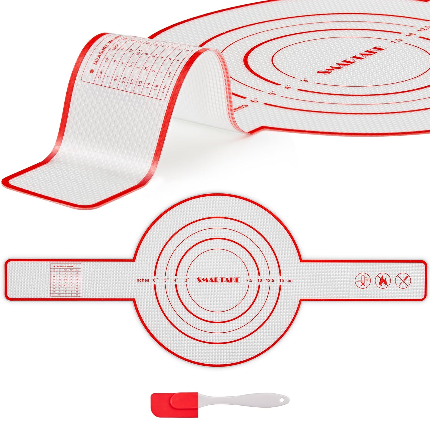 SMARTAKE 1-Pack Silicone Bread Sling for Dutch Oven, Reusable Bread Baking Mat with Long Handle, Include Spatula, Non-Stick Easy Cleaning Bread Baking Sheet Liner for Transferable Dough Pastry (Red)