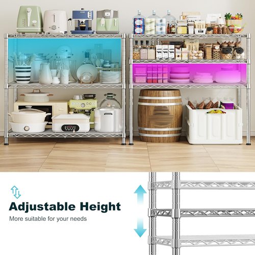 DurayLoly 3-Tier Adjustable Metal Shelving - Heavy-Duty Wire Storage Rack | 35.4"W x 23.6"D x 35.4"H, Tool-Free Assembly, Chrome Finish for Kitchen, Bathroom, and More