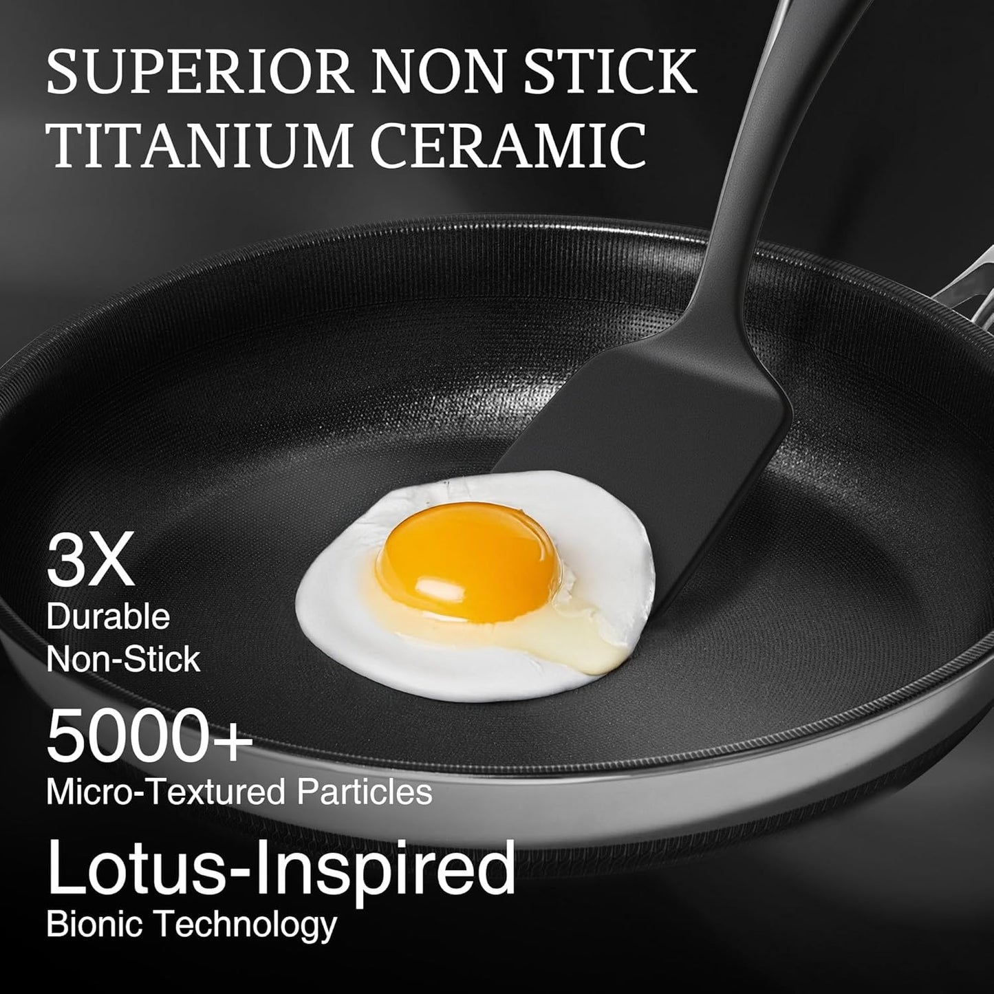 KITEXPERT Nonstick Frying Pan - 12-Inch Titanium Ceramic Skillet, Dishwasher Safe & PFOA Free