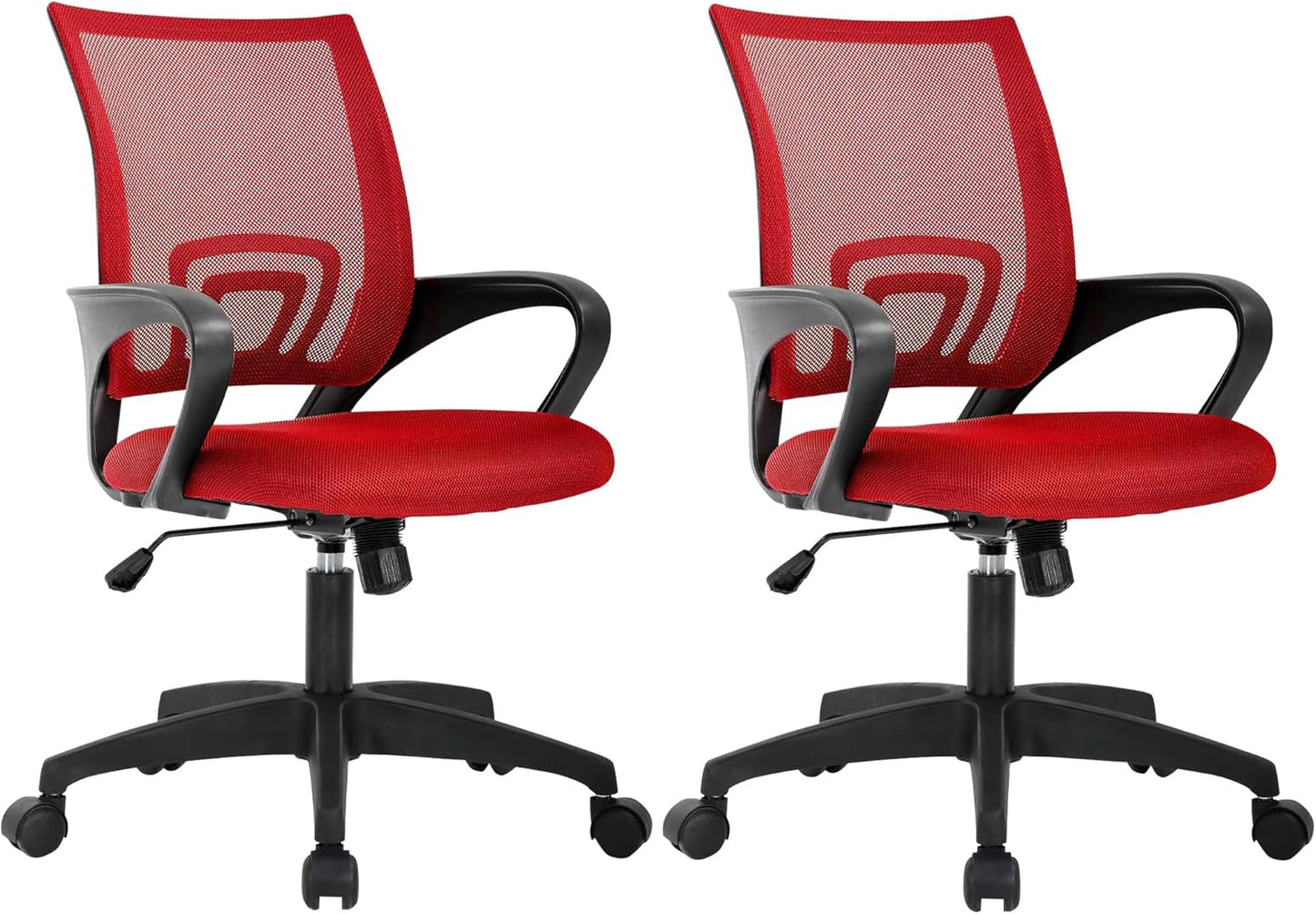 BestOffice Ergonomic Desk Chair - Mesh Computer Chair with Lumbar Support & Armrests | Red Mid Back