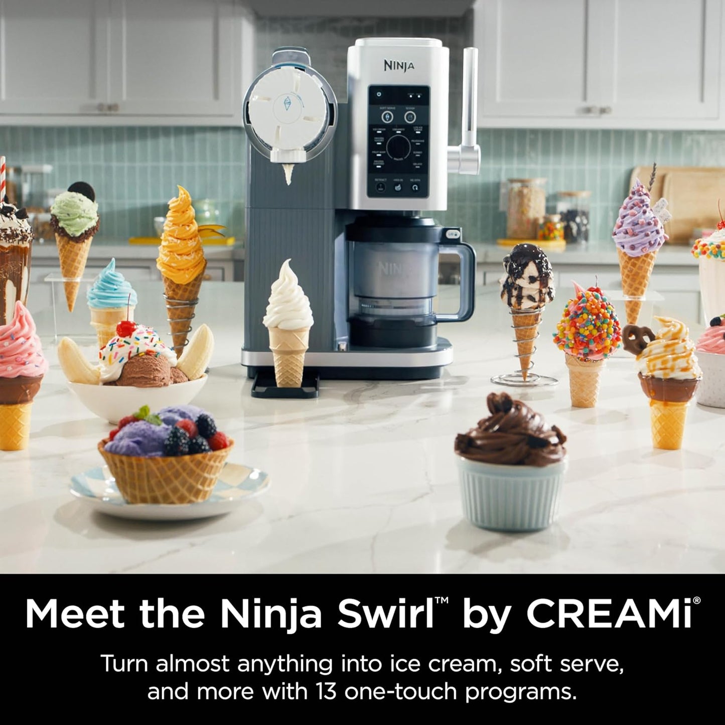 Ninja Swirl by CREAMi Ice Cream Maker - 13-in-1 Soft Serve & Sorbet Machine | 16oz Pints Included