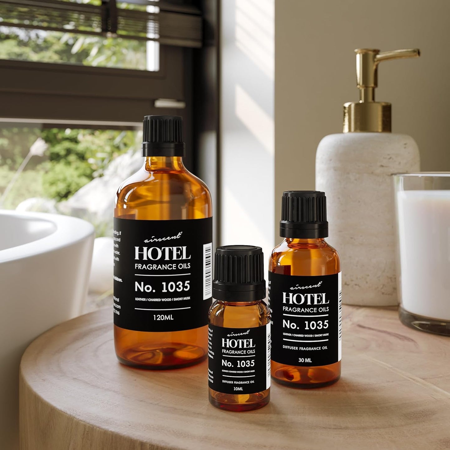AirScent Hotel Diffuser Oil No. 1035 - Cade 26 Santal Blend Fragrance Oil for Ultrasonic Diffusers | 10 mL Glass Bottle with Dropper
