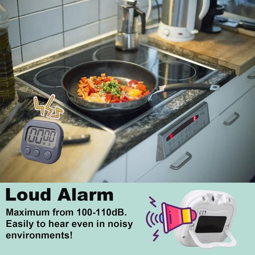 6-Pack Digital Kitchen Timer, 99-Min 59-Sec Countdown & Stopwatch, Loud 100dB Alarm, Strong Magnet, Power-Saving On/Off Switch, Time Memory, Classic Colors, Multiple Placements, Batteries Included