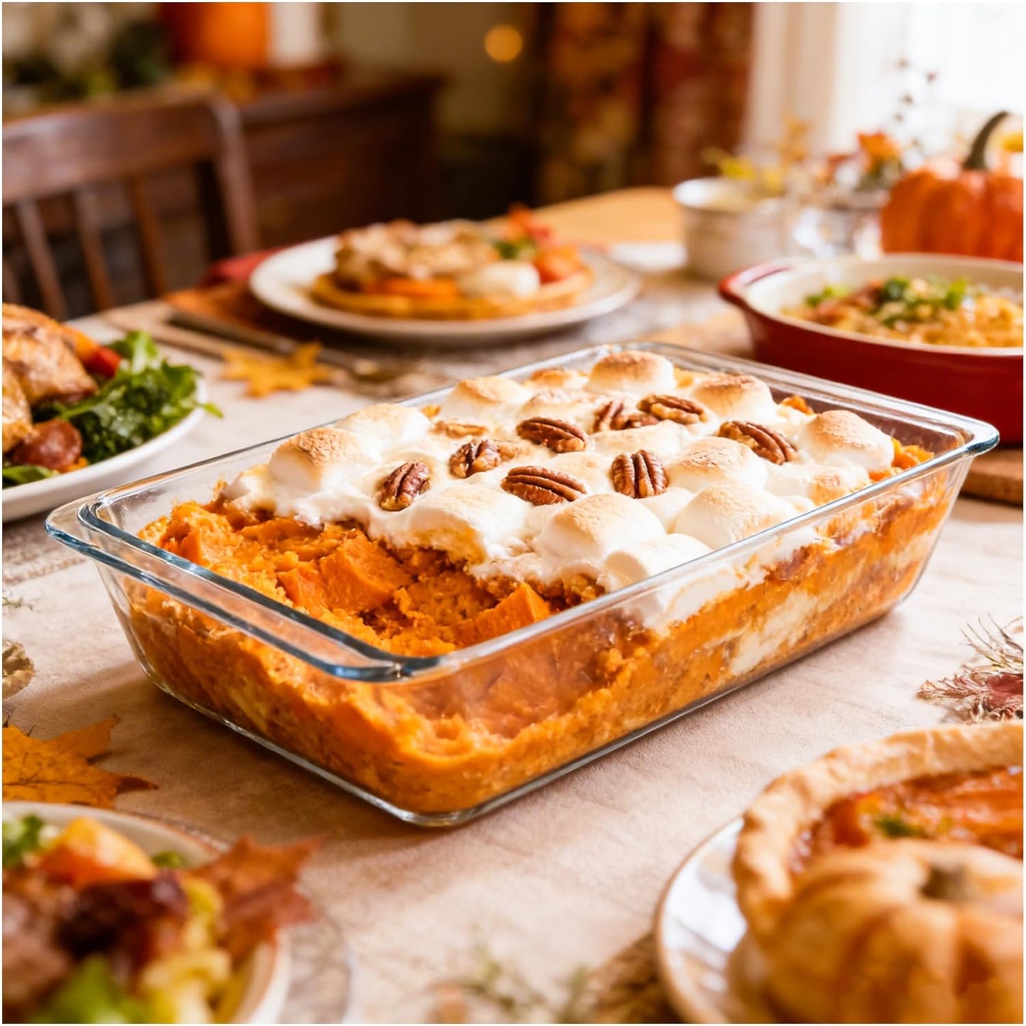 Skiennix 5.7qt Extra Large Glass Baking Dish - Deep 9x13 Tempered Oven & Microwave Safe