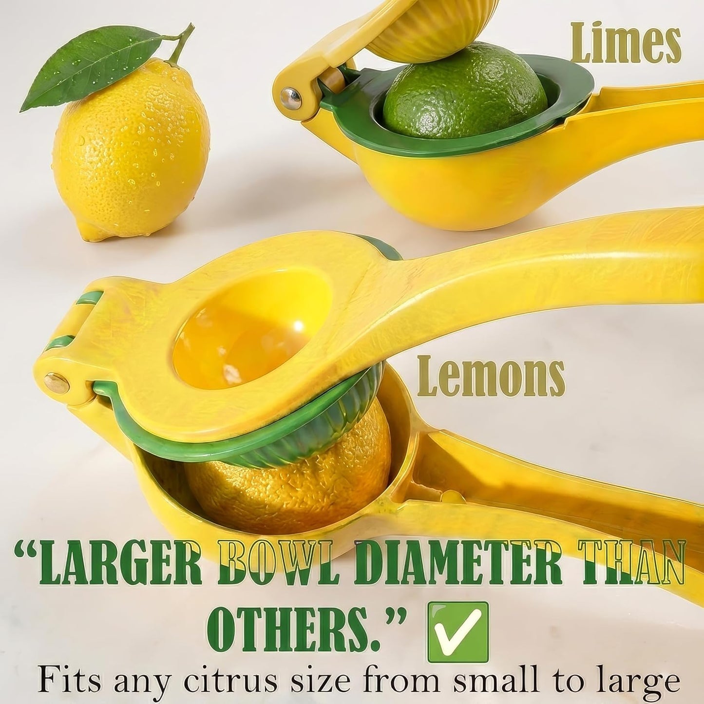 Metal 2-in-1 Lemon Squeezer - Heavy-Duty Manual Citrus Juicer & Zester for Lemons, Limes, Oranges - Easy to Clean Kitchen Gadget