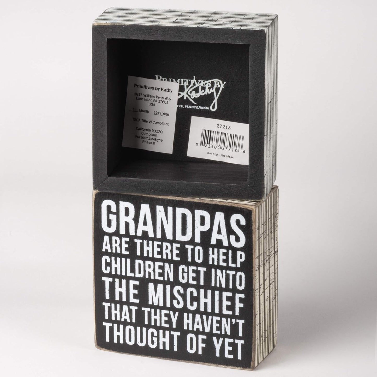 Grandpa Box Sign - Primitives by Kathy 27218 Pinstripe Trimmed Wood Decor