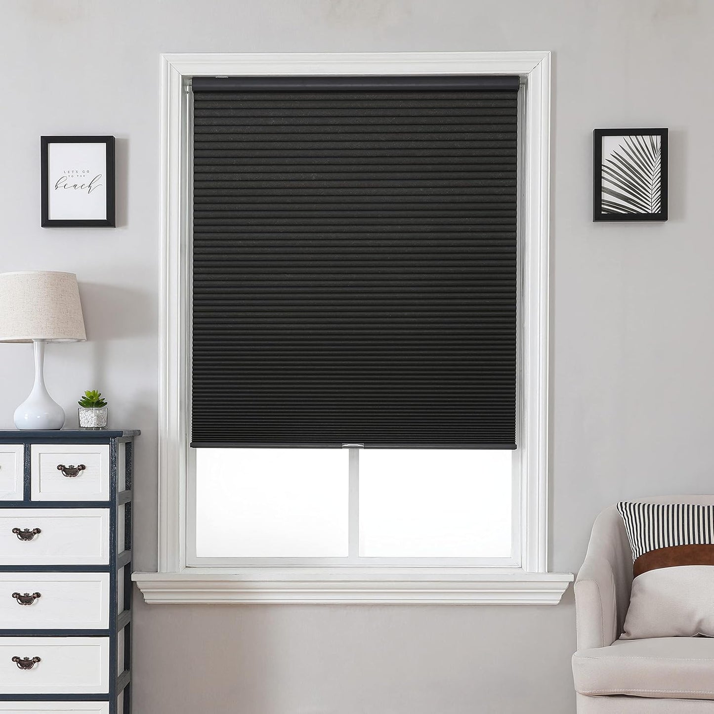 Joydeco Cellular Shades Cordless, Blackout Shades Cellular Blinds for Indoor Windows, Blackout Blinds Honeycomb Blinds Window Shades for Thermal Insulated & Noise Reduction (Black, 35" W x 64" H)