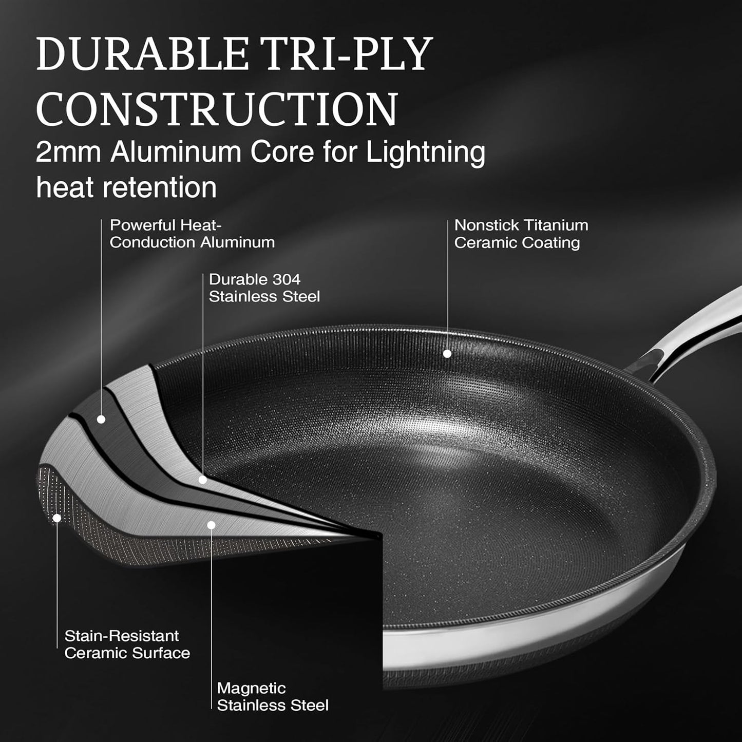 KITEXPERT Nonstick Frying Pan - 12-Inch Titanium Ceramic Skillet, Dishwasher Safe & PFOA Free
