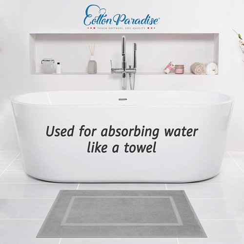 Cotton Paradise 100% Cotton Bath Mats - Soft, Absorbent, Quick-Dry Set of 2 | Light Gray 20x34 Inches