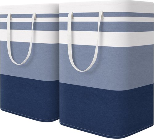HomeHacks Large Waterproof Laundry Basket - 75L Collapsible Hamper with Extended Handles for Clothes & Toys (Blue)
