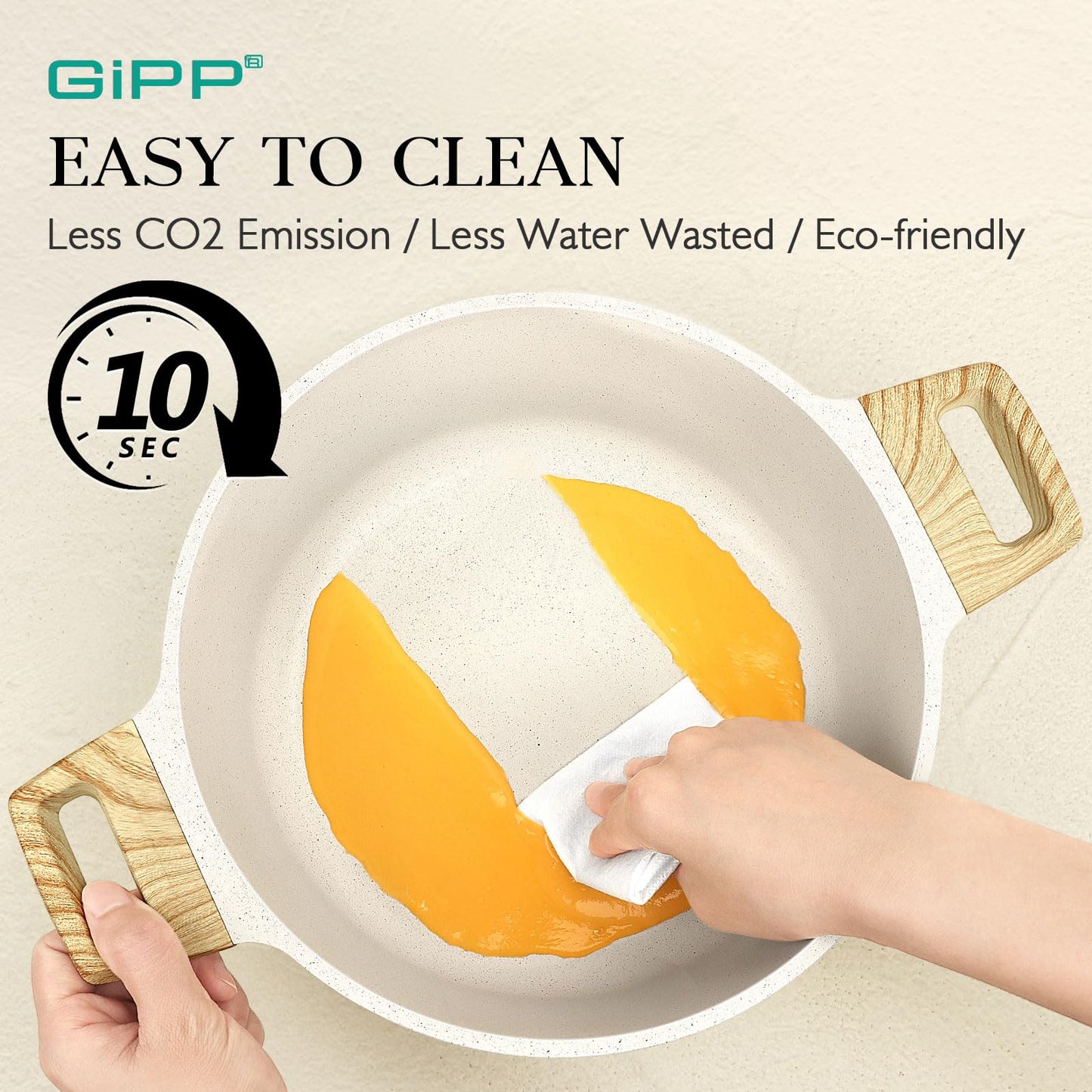 GiPP 21Psc Pots and Pans Set Non Stick White Granite Kitchen Cookware Sets Nonstick Induction Cookware Non-toxic Cooking Pan Set with Silicone Utensils, PFOS and PFOA Free