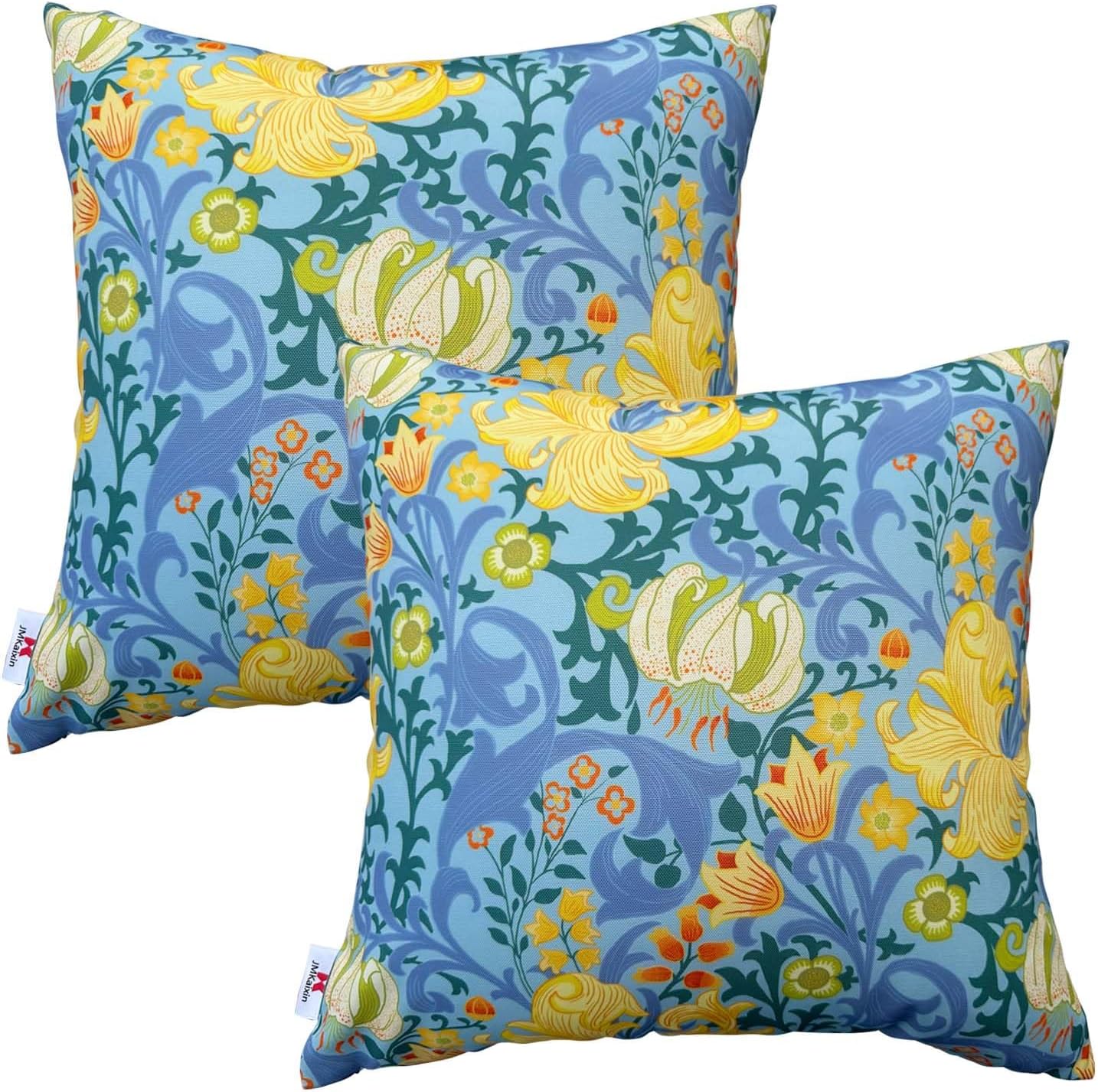 Skiennix Waterproof Throw Pillows - Pack of 2 Decorative 18”x18” Square Cushions for Indoor/Outdoor Use